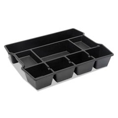 Universal® High Capacity Drawer Organizer, Eight Compartments, 14.88 x 11.88 x 2.5, Plastic, Black