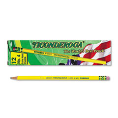 Ticonderoga® Pencils, 2H (#4), Black Lead, Yellow Barrel, Dozen