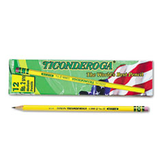 Ticonderoga® Pencils, F (#2.5), Black Lead, Yellow Barrel, Dozen