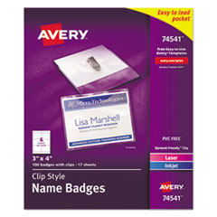 Avery® Name Badge Holders Kit with Inserts