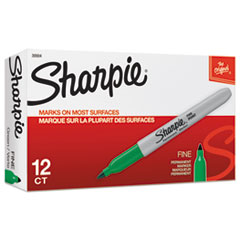 Sharpie® Fine Point Permanent Marker, Green, Dozen