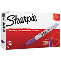 Sharpie® Fine Tip Permanent Marker, Fine Bullet Tip, Purple, Dozen