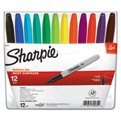 Sharpie® Fine Tip Permanent Marker, Fine Bullet Tip, Assorted Colors, 12/Set