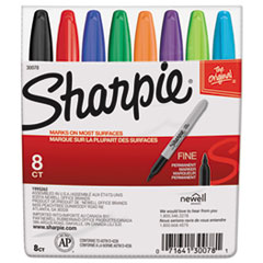 Sharpie® Fine Tip Permanent Marker, Fine Bullet Tip, Assorted Colors, 8/Set