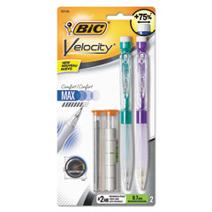 BIC® Velocity Max Pencil, 0.7 mm, HB (#2), Black Lead, Assorted Barrel Colors, 2/Pack