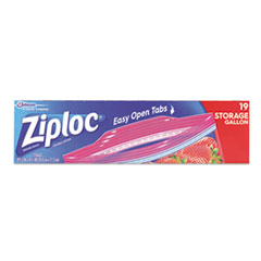 Ziploc® Double Zipper Storage Bags, 9 3/5 x 12 1/10, 1gal, 1.75mil, Clear, 19/BX,12BX/CT