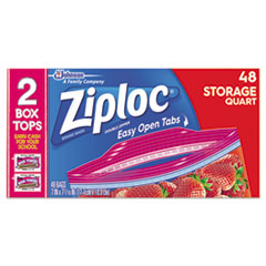 Ziploc® Double Zipper Storage Bags, 9 3/5 x 8 1/2, 1 qt, 1.75mil, 9/Carton