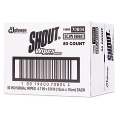 Shout® Wipe & Go Instant Stain Remover, 4.7 x 5.9, 80 Packets/Carton