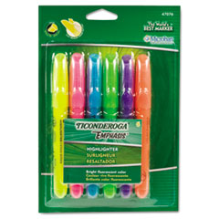 Ticonderoga® Emphasis Desk Style Highlighters, Assorted Ink Colors, Chisel Tip, Assorted Barrel Colors, 6/Set