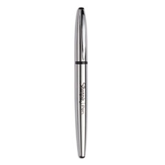Sharpie® Stainless Steel Porous Point Pen, Stick, Fine 0.5 mm, Black Ink, Brushed Silver Barrel