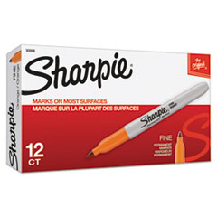 Sharpie® Fine Point Permanent Marker, Orange, Dozen
