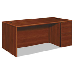 HON® 10700 Series Single Pedestal Desk with Full-Height Pedestal on Right, 72" x 36" x 29.5", Cognac