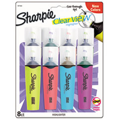 Sharpie® Clearview Tank-Style Highlighter, Assorted Ink Colors, Chisel Tip, Assorted Barrel Colors, 8/Set