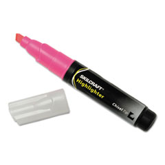 7520004607598, SKILCRAFT Large Fluorescent Highlighter, Fluorescent Pink Ink, Chisel Tip, Black/Pink Barrel, Dozen
