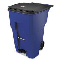 Rubbermaid® Commercial Brute Step-On Rollouts, Square, 95 gal, Blue