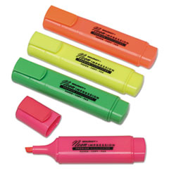 7520012381728, SKILCRAFT Flat Fluorescent Highlighter, Assorted Ink Colors, Chisel Tip, Assorted Barrel Colors, 4/Set