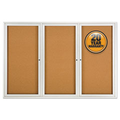 Quartet® Enclosed Indoor Cork Bulletin Board with Three Hinged Doors, 72 x 48, Natural Surface, Silver Aluminum Frame