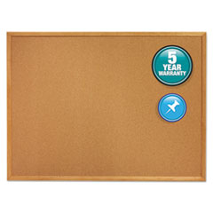 Quartet® Classic Series Cork Bulletin Board, 36 x 24, Natural Surface, Oak Fiberboard Frame