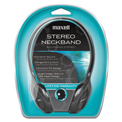 Maxell® NB201 Stereo Neckband Headphones, Black, 49.5" Cord