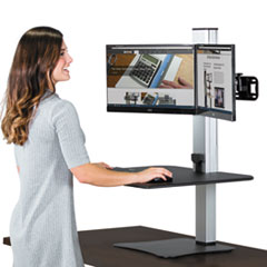 Victor® DC450 High Rise Electric Dual Monitor Standing Desk Workstation, Black/Aluminum