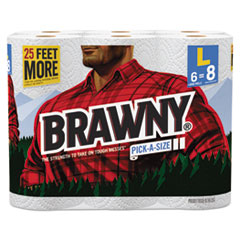 Brawny® Pick-A-Size Perforated Roll Towel, 2-Ply, 11" x 47 ft, White, 564/Roll, 6/Pack