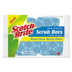 Scotch-Brite® Scrub Dots Non-Scratch Scrub Sponges, 4 2/5 x 2 3/5, Blue, 6/Pack, 4 Pks/Ct