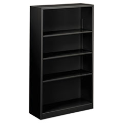 Alera® Steel Bookcase, 4-Shelf, 34.5"w x 12.63"d x 59"h, Black