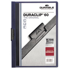 Durable® Vinyl DuraClip Report Cover w/Clip, Letter, Holds 60 Pages, Clear/Navy