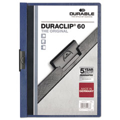 Durable® Vinyl DuraClip Report Cover, Letter, Holds 60 Pages, Clear/Dark Blue