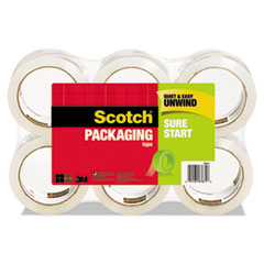 Scotch® Sure Start Packaging Tape, 1.88" x 54.6yds, 3" Core, Clear, 6/Pack