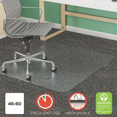 deflecto® SuperMat Frequent Use Chair Mat, Rectangle, 46" x 60", Medium Pile, Lip, Clear