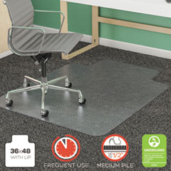 deflecto® SuperMat Frequent Use Chair Mat, Lip, 36" x 48", Medium Pile, Clear