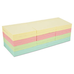 Universal® Self-Stick Note Pads, 3" x 3", Pastel, 90-Sheet, 18 Pads/Pack