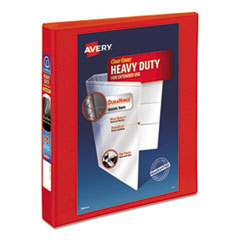 Avery® Heavy-Duty View Binder w/Locking 1-Touch EZD Rings, 1" Cap, Red