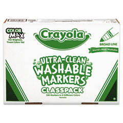 Crayola® Ultra-Clean Washable Marker Classpack, Broad Bullet Tip, 8 Assorted Colors, 200/Box
