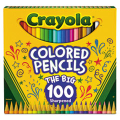 Crayola® Long-Length Colored Pencil Set, 3.3 mm, 2B, Assorted Lead and Barrel Colors, 100/Pack
