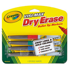 Crayola® Dry Erase Marker, Bullet Tip, Fine, Assorted Colors, 4/Set