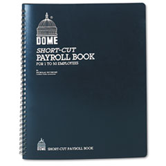 Dome® Single Entry Monthly Payroll (50 Employee) Record, Double-Page 7-Column Format, Blue Cover, 11 x 8.5 Sheets, 128 Sheets/Book