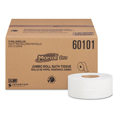 Marcal PRO™ 100% Recycled Bathroom Tissue, Septic Safe, 2-Ply, White, 3.3 x 1000 ft, 12 Rolls/Carton