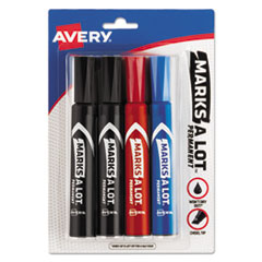 Avery® MARK A LOT Regular Desk-Style Permanent Marker, Chisel Tip, Assorted, 4/Set