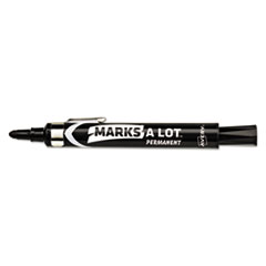 Avery® MARK A LOT LRG Desk-Style Permanent Marker w/ Metal Clip, Bullet Tip, Black, DZ