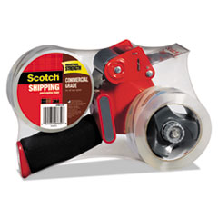 Scotch® Packaging Tape Dispenser with Two Rolls of Tape, 3" Core, For Rolls Up to 0.75" x 60 yds, Red