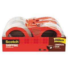 Scotch® 3750 Commercial Grade Packing Tape w/Disp, 1.88" x 54.6yds, 3" Core, Clear, 4/PK