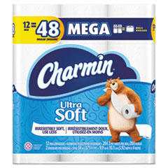 Charmin® Ultra Soft Bathroom Tissue, 2-Ply, 4 x 3.92, 284 Sheets/Roll, 12 Rolls/Pack