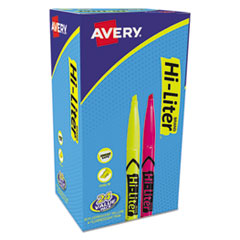 Avery® HI-LITER Pen-Style Highlighter, Chisel Tip, Assorted Fluorescent Colors, 24/Pack