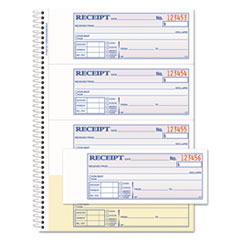 Adams® TOPS Money/Rent Receipt Book, Two-Part Carbon, 7 x 2.75, 4 Forms/Sheet, 200 Forms Total