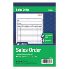 Adams® TOPS Sales/Order Book, 7 15/16 x 5 9/16, 3-Part Carbonless, 50 Sets/Book