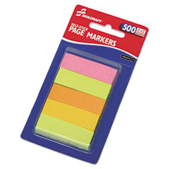 7510014214751, SKILCRAFT Self-Stick Tabs/Page Markers, 2", Neon, Assorted, 500/Pack