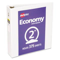Avery® Economy View Binder with Round Rings , 3 Rings, 2" Capacity, 11 x 8.5, White, (5731)