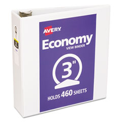 Avery® Economy View Binder with Round Rings , 3 Rings, 3" Capacity, 11 x 8.5, White, (5741)